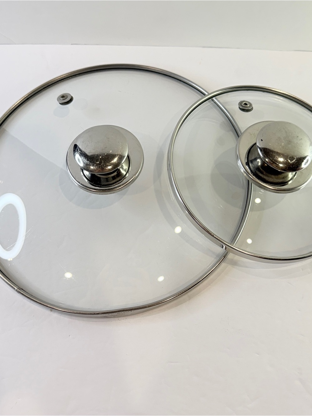 Clear Glass Pot Lid with Silver Stainless Knob - Set